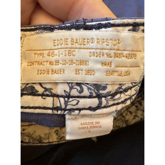 Eddie Bauer Ripstop Women Capri Pant Sz 6 Navy Cotton Cargo Mid Rise Casual - Picture 8 of 9